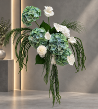 Load image into Gallery viewer, Popular green & white LARGE hanging flowers – Style 1 - HIRE ONLY