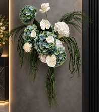 Load image into Gallery viewer, Popular green & white LARGE hanging flowers – Style 1 - HIRE ONLY