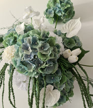 Load image into Gallery viewer, Popular green & white LARGE hanging flowers – Style 2 - HIRE ONLY