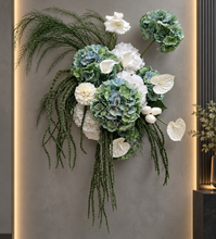 Load image into Gallery viewer, Popular green & white LARGE hanging flowers – Style 2 - HIRE ONLY