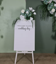Load image into Gallery viewer, Green & white flowers event welcome sign - HIRE ONLY