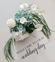 Load image into Gallery viewer, Green & white flowers event welcome sign - HIRE ONLY