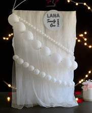 Load image into Gallery viewer, Rectangular backdrop w pearl strand balloons - HIRE ONLY