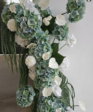 Load image into Gallery viewer, White & Olive arch & 4 x green & white flowers
