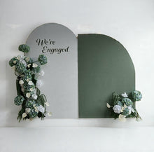 Load image into Gallery viewer, White & Olive arch & 4 x green & white flowers