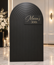 Load image into Gallery viewer, Black ripple arch backdrop – 2.1m tall - HIRE ONLY