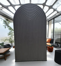Load image into Gallery viewer, Black ripple arch backdrop – 2.1m tall - HIRE ONLY
