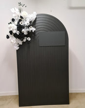 Load image into Gallery viewer, Black ripple arch, 2 x flowers & 2 x plinths - HIRE ONLY
