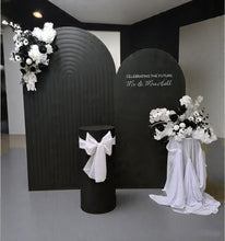 Load image into Gallery viewer, Black & white package - 2 x Black arch, 2 x flowers & 2 x plinths - HIRE ONLY