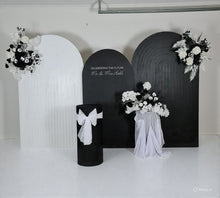 Load image into Gallery viewer, Black & white package - 3 x arch, 3 x flowers & 2 x plinths - HIRE ONLY