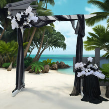 Load image into Gallery viewer, White arbour black & white flowers x 2 - HIRE ONLY