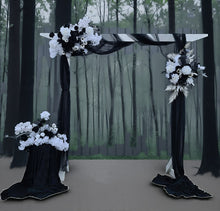 Load image into Gallery viewer, White arbour black & white flowers x 3 - HIRE ONLY