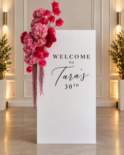 Load image into Gallery viewer, Small white rectangular arch backdrop / welcome sign - HIRE ONLY