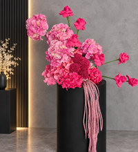 Load image into Gallery viewer, Hot pink fuchsia plinth / floor flowers - HIRE ONLY