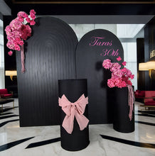 Load image into Gallery viewer, Black & pink package - 2 x black arch, 2 x flowers & 2 x plinths - HIRE ONLY
