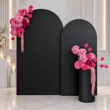 Load image into Gallery viewer, Black & pink package - 2 x black arch, 2 x flowers & 1 x plinth - HIRE ONLY