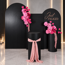 Load image into Gallery viewer, Black & pink package - 3 x black arch, 2 x flowers & 2 x plinths - HIRE ONLY