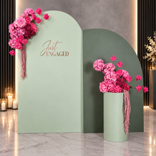Load image into Gallery viewer, Green & pink package – 2 x arch, 2 x flowers & 1 x plinth - HIRE ONLY