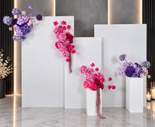 Load image into Gallery viewer, Pink & purple package – 3 x arch, 4 x flowers 2 x plinths - HIRE ONLY