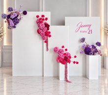 Load image into Gallery viewer, Pink & purple package – 3 x arch, 4 x flowers 2 x plinths - HIRE ONLY