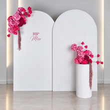 Load image into Gallery viewer, Pink package – 2 x white arch, 2 x flowers, 1 x plinth - HIRE ONLY