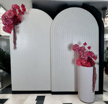 Load image into Gallery viewer, Pink package – 2 x white arch, 2 x flowers, 1 x plinth - HIRE ONLY