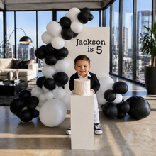 Load image into Gallery viewer, Kids Birthday BOY - Small backdrop, balloons & cake stand - HIRE ONLY