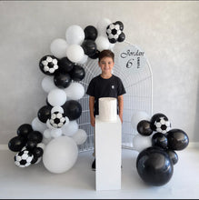 Load image into Gallery viewer, Kids Birthday BOY - Mesh backdrop, balloons & cake stand - HIRE ONLY