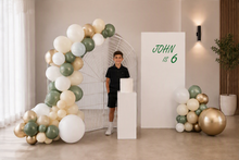 Load image into Gallery viewer, Kids Birthday BOY - 2 x backdrop, balloons & cake stand - HIRE ONLY