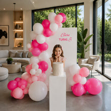 Load image into Gallery viewer, Kids Birthday GIRL - Small backdrop, balloons & cake stand - HIRE ONLY