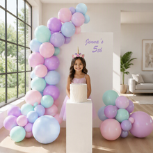 Load image into Gallery viewer, Kids Birthday GIRL - Small backdrop, balloons & cake stand - HIRE ONLY