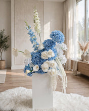 Load image into Gallery viewer, Modern Blue & White Flower arrangement - HIRE ONLY