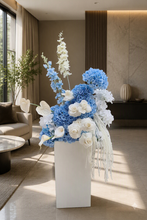 Load image into Gallery viewer, Modern Blue & White Flower arrangement - HIRE ONLY
