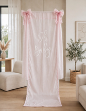 Load image into Gallery viewer, Oh Baby Pale pink & White Fabric Welcome Sign - HIRE ONLY