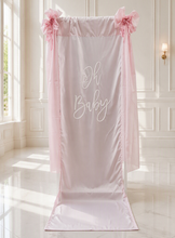 Load image into Gallery viewer, Oh Baby Pale pink & White Fabric Welcome Sign - HIRE ONLY