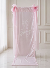 Load image into Gallery viewer, Oh Baby Pale pink & White Fabric Welcome Sign - HIRE ONLY