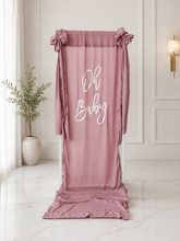 Load image into Gallery viewer, Oh Baby Dusty pink & White Fabric Welcome Sign - HIRE ONLY