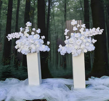Load image into Gallery viewer, White floor / plinth flowers LARGE – 4 available - HIRE ONLY