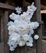 Load image into Gallery viewer, White hanging flowers MEDIUM - backdrop / arbour / easel - HIRE ONLY