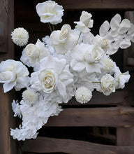 Load image into Gallery viewer, White hanging flowers MEDIUM - backdrop / arbour / easel - HIRE ONLY