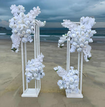 Load image into Gallery viewer, White hanging flowers MEDIUM - backdrop / arbour / easel - HIRE ONLY