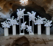 Load image into Gallery viewer, White stands and white hanging flowers package - Deluxe - HIRE ONLY