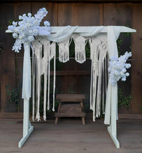 Load image into Gallery viewer, White wooden arbour & flowers w macrame - Basic - HIRE ONLY