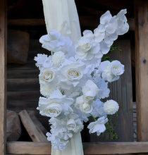 Load image into Gallery viewer, White wooden arbour & flowers w macrame - Basic - HIRE ONLY