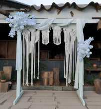 Load image into Gallery viewer, White wooden arbour & flowers w macrame - Basic - HIRE ONLY