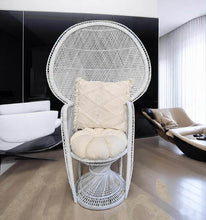 Load image into Gallery viewer, White peacock chair with cushions LARGE - HIRE ONLY