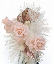 Load image into Gallery viewer, White peacock chair & dusty pastel pink chair flowers - HIRE ONLY