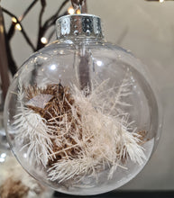 Load image into Gallery viewer, Set of 4 Preserved Flowers Christmas baubles in earth colours