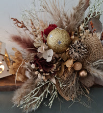 Load image into Gallery viewer, Boho Rustic Preserved flowers Xmas deco with lights XMAS94