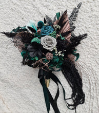 Load image into Gallery viewer, Bridal bouquet - emerald green, black, rose gold